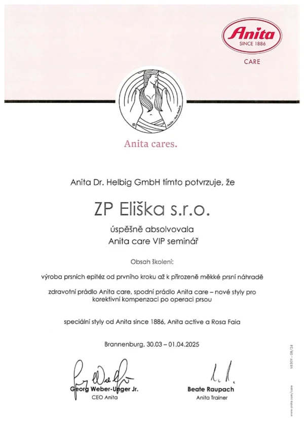 Certifikát Anita